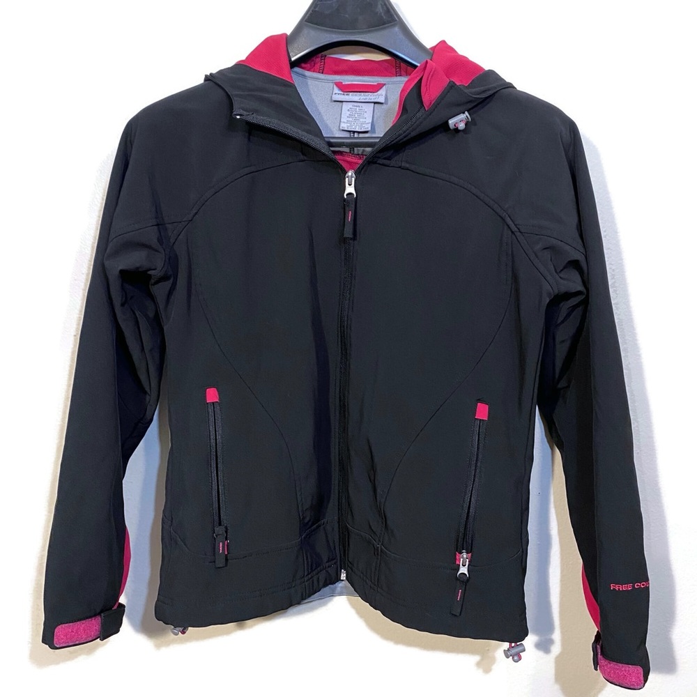 Free Country Zip Up Hooded Black & Pink Jacket